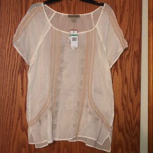 NWT Nine West sheer embroidered top